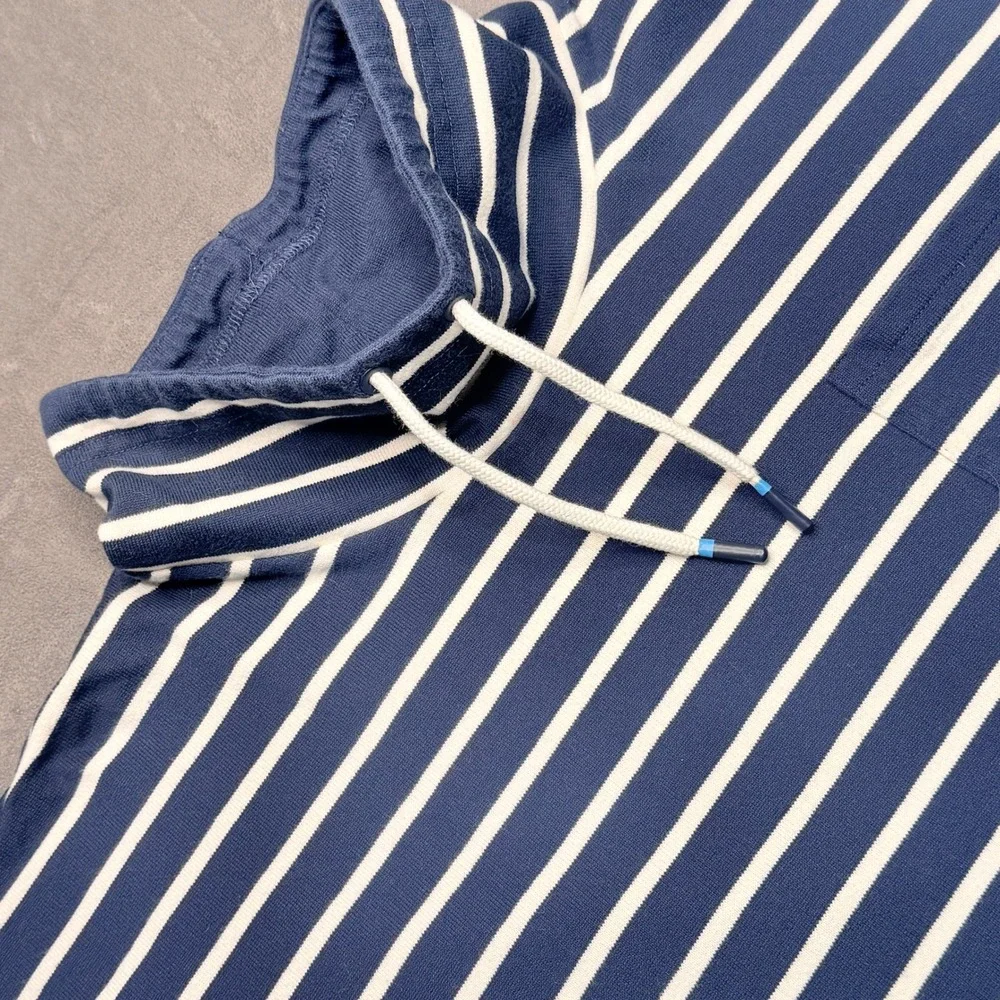 L.L.Bean Womens Heritage Mariner Top L Petite Funnel Neck Stripe Cotton Nautical